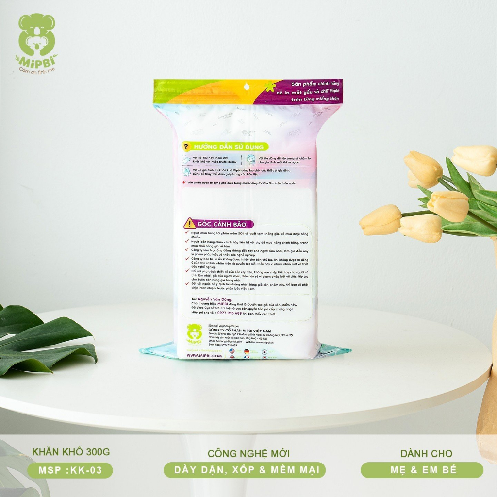Khăn khô đa năng mipbi 300g mềm mại an toàn cho bé Luankidsbaby