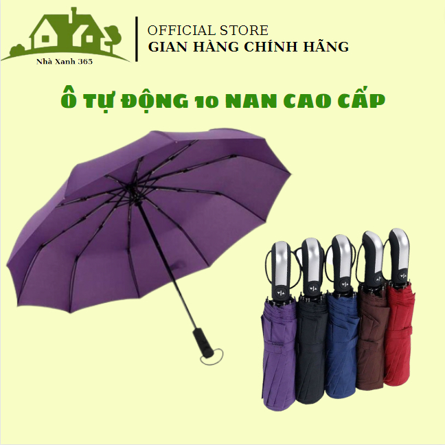 Ô tự động 10 nan đóng mở 2 chiều, dù che nắng, che mưa ngoài trời cầm tay cao cấp