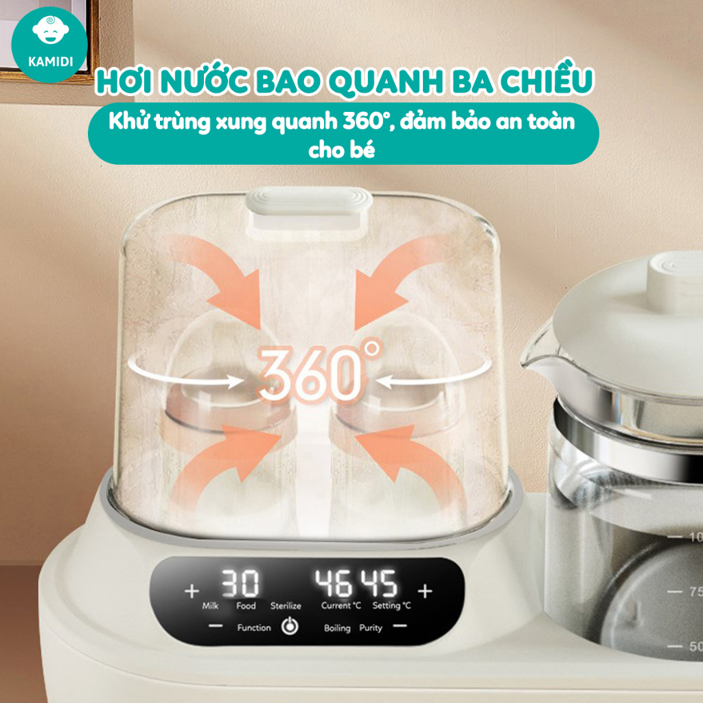 Máy Đun Nước Hâm Sữa 6in1 Kamidi Speed 1 Cho Bé Thông Minh Tiện Lợi Đa Chức Năng