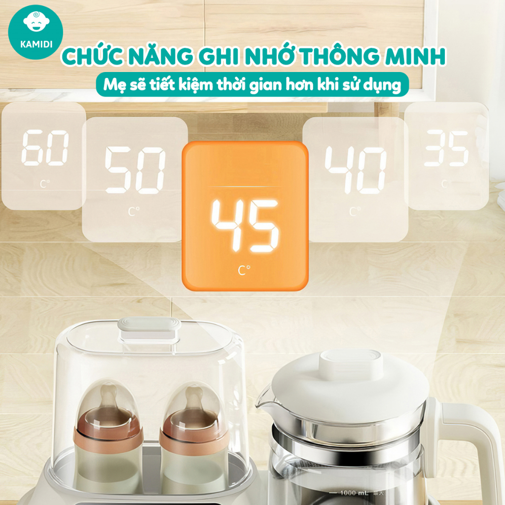 Máy Đun Nước Hâm Sữa 6in1 Kamidi Speed 1 Cho Bé Thông Minh Tiện Lợi Đa Chức Năng