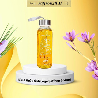 Bình đựng nước thuỷ tinh 300ml an toàn hoạ tiết độc quyền Saffron Việt Nam