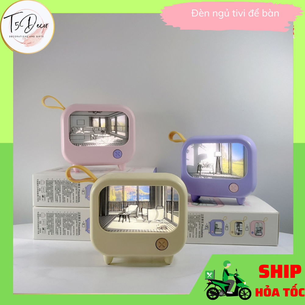 Đèn để bàn hình tivi mô phỏng tranh đèn led , 2 chế độ ánh sáng