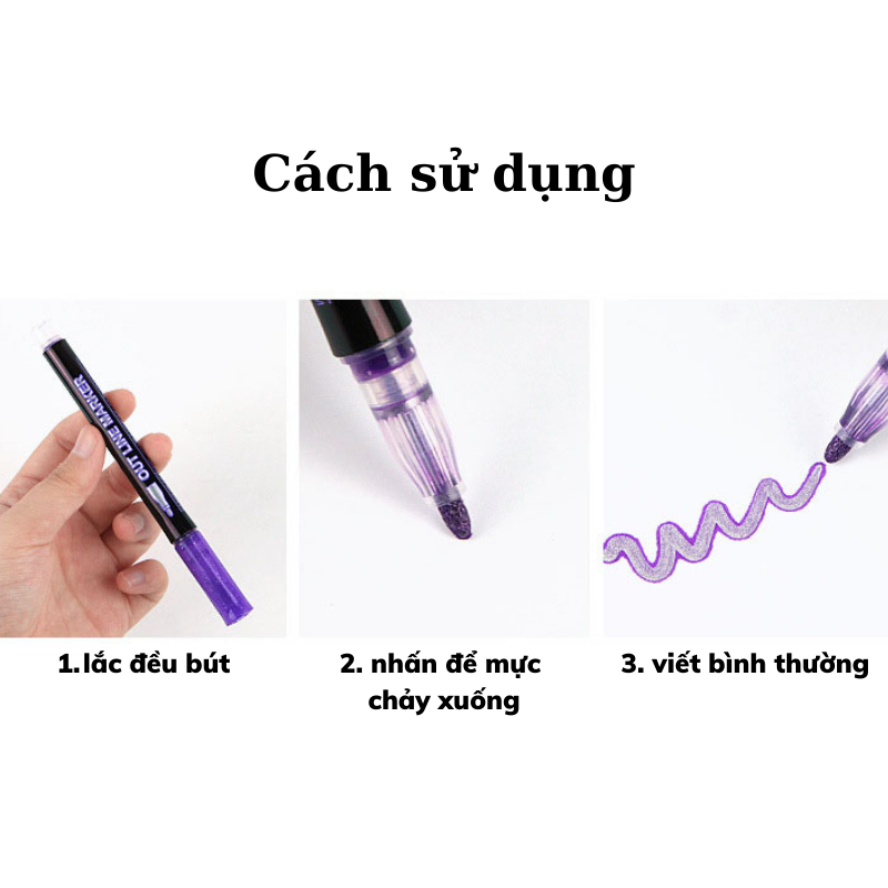 Hộp 12 Bút Vẽ Trang Trí Outline Nhũ Bạc Không Xóa Được, Bền Màu, Màu Tươi Sáng Queen Lee Store