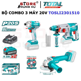 Bộ combo 3 máy khoan động lực, máy mài góc và máy siết vít dùng pin 20V Total TOSLI2301510