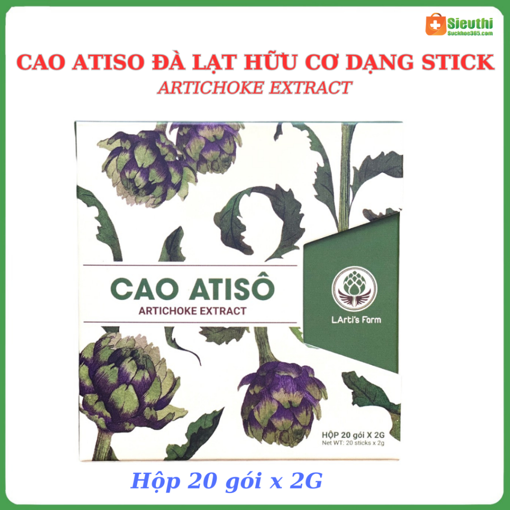 Cao Atiso Đà Lạt Hữu Cơ dạng stick hộp 20 gói tiện lợi, dễ sử dụng dễ mang theo Siêu Thị Sức Khoẻ 365