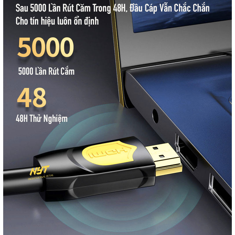 Dây HDMI 2.0 4K@60Hz Tròn Dẻo Dài 0.5M -10M Cao Cấp NYT HAN101 - BH 12T Đổi Mới
