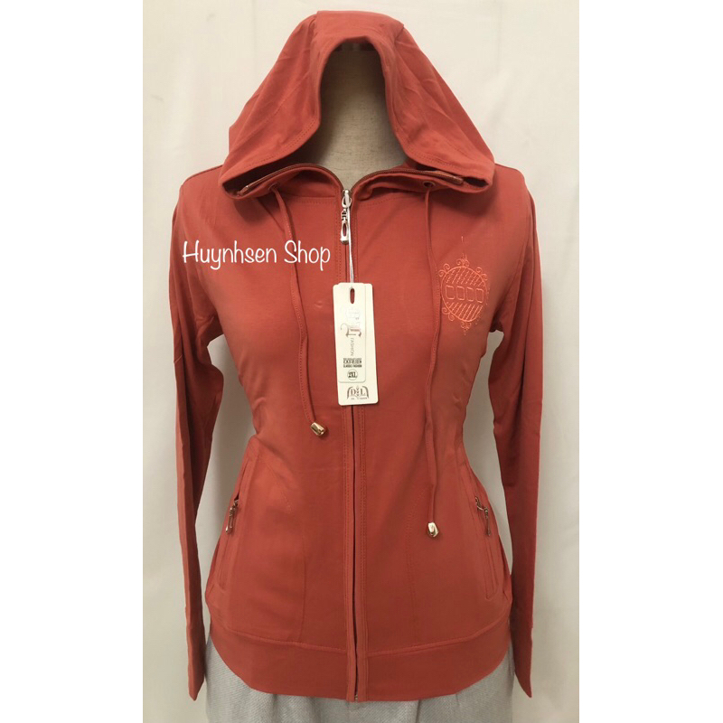 Áo Khoác Nữ Thun Cotton Lạnh Thêu Logo, Chất Vừa , Mềm , Mịn, Mát , Túi Dây Kéo. Bigsize Đến 75Kg . Huynhsen Shop