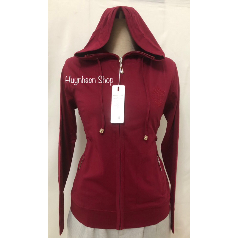 Áo Khoác Nữ Thun Cotton Lạnh Thêu Logo, Chất Vừa , Mềm , Mịn, Mát , Túi Dây Kéo. Bigsize Đến 75Kg . Huynhsen Shop