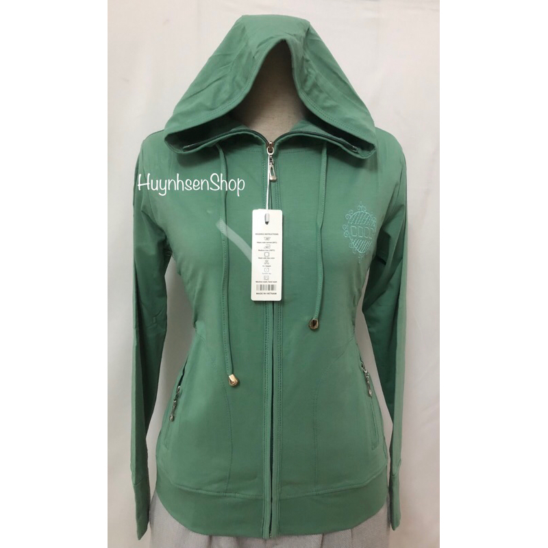 Áo Khoác Nữ Thun Cotton Lạnh Thêu Logo, Chất Vừa , Mềm , Mịn, Mát , Túi Dây Kéo. Bigsize Đến 75Kg . Huynhsen Shop