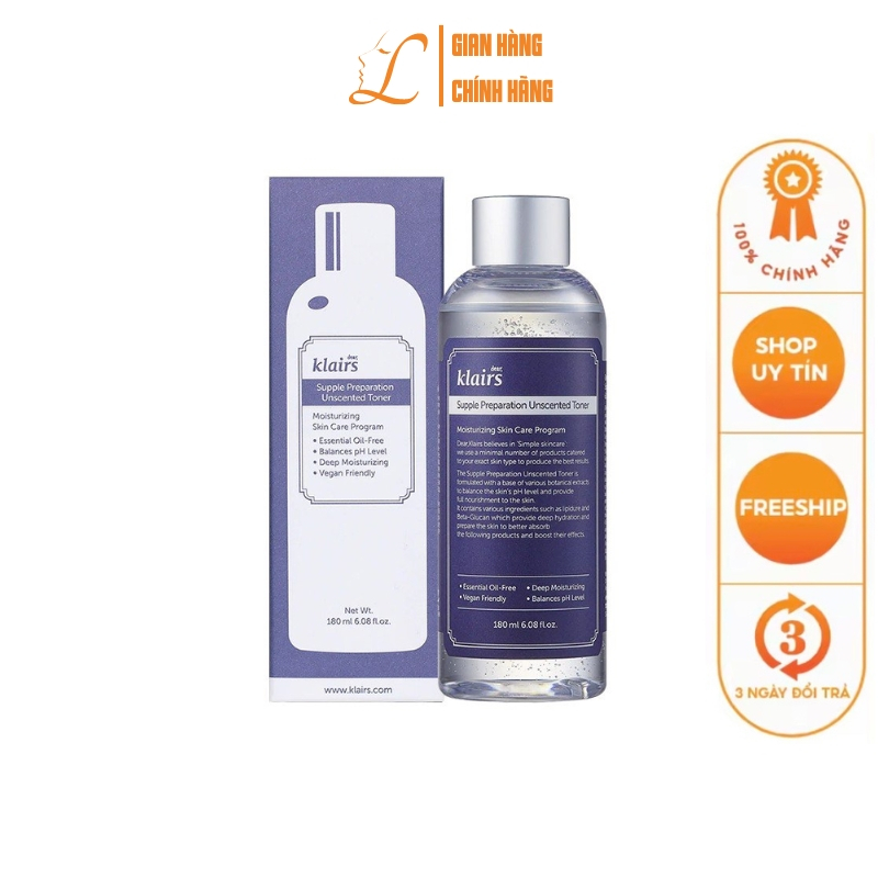 Nước Hoa Hồng Không Mùi Dưỡng Ẩm Da Và Làm Mềm Da Dear Klairs Supple Preparation Unscented Toner 180mlNước Hoa Hồng Khôn | BigBuy360 - bigbuy360.vn
