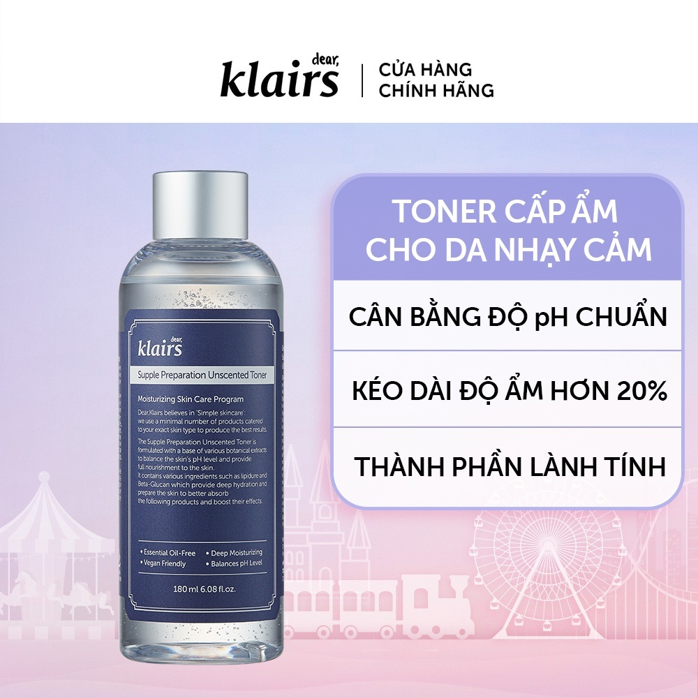 Nước Hoa Hồng Không Mùi Dưỡng Ẩm Da Và Làm Mềm Da Dear Klairs Supple Preparation Unscented Toner 180mlNước Hoa Hồng Khôn | BigBuy360 - bigbuy360.vn