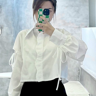 Áo kiểu sơmi thắt dây croptop Pano