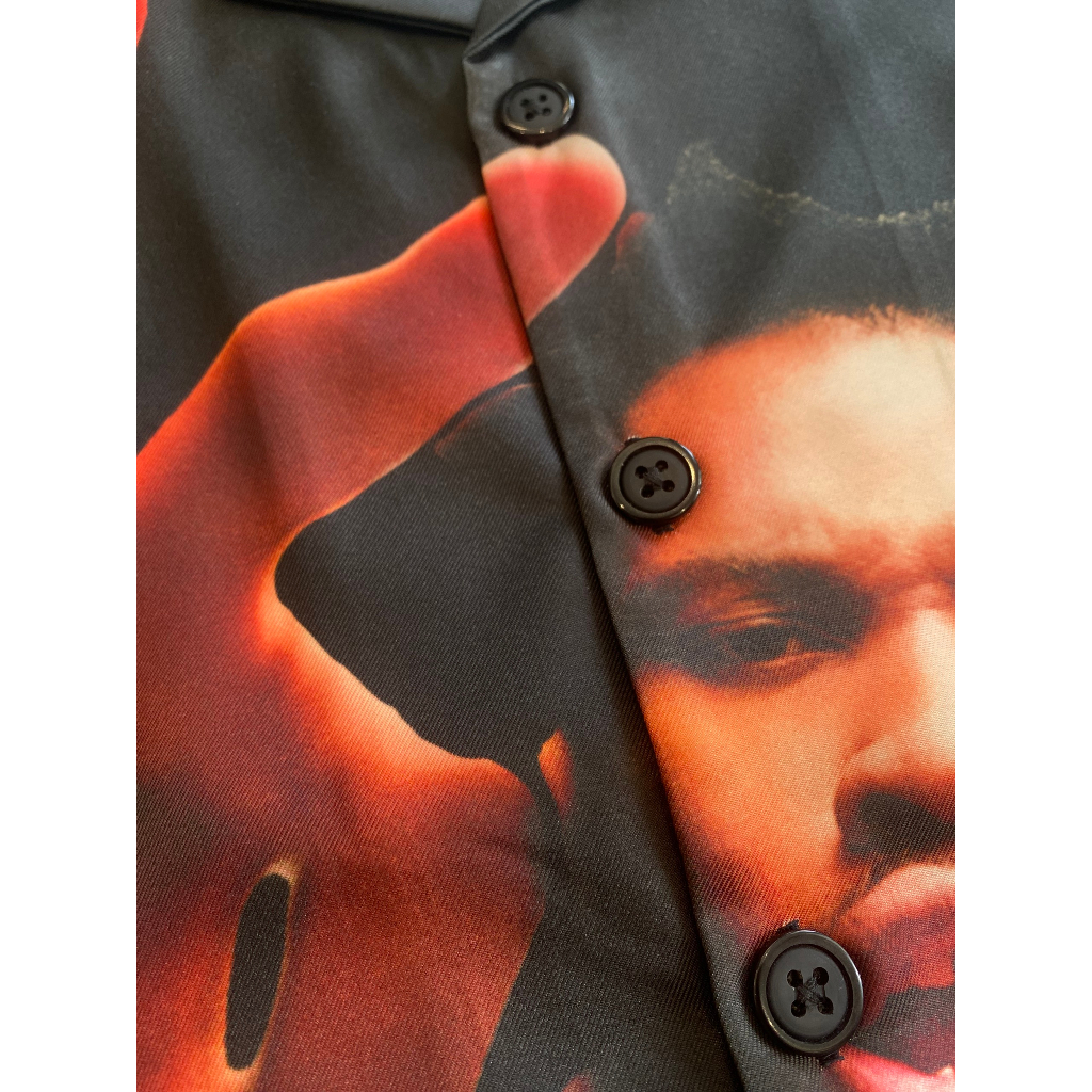 Áo sơ mi nam tay ngắn cuban shirt local brand HUGU - UNBEATEN - cổ áo danton, vải lụa, form regular, in chuyển nhiệt