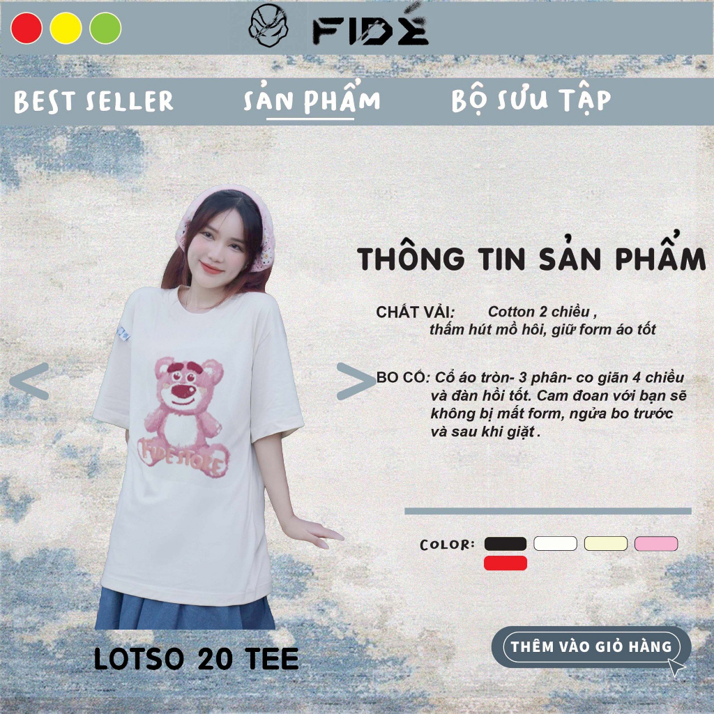 Áo thun FIDE phông trơn nam nữ cổ tròn FIDE GẤU LOTSO 20