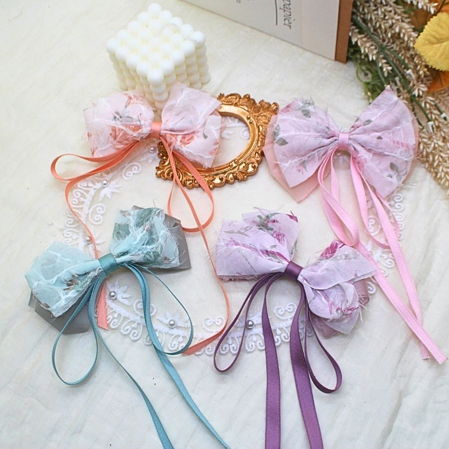 Ruy băng hoa tua rua 4cm dùng là nơ kẹp tóc, trang trí...