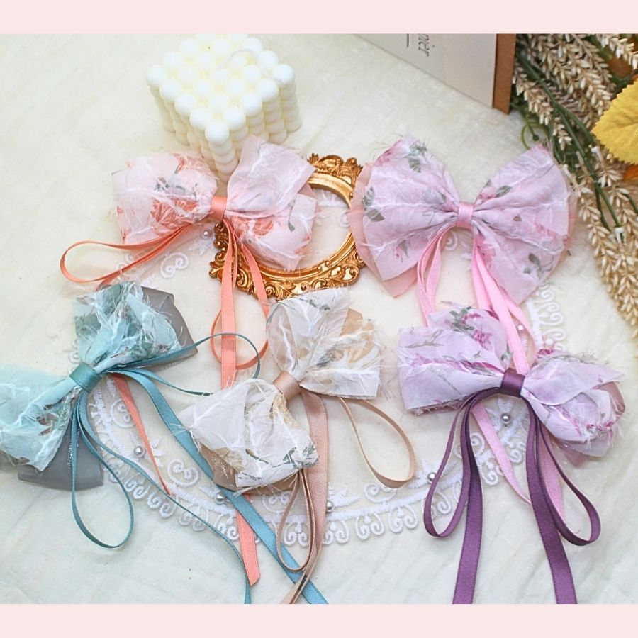 Ruy băng hoa tua rua 4cm dùng là nơ kẹp tóc, trang trí...