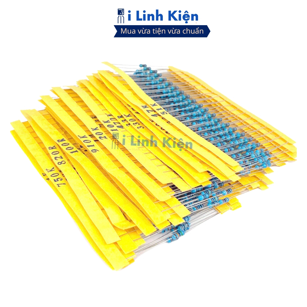 Điện trở vạch 1/4W 270R-33K 1% chân đồng combo 50 con ilinhkien