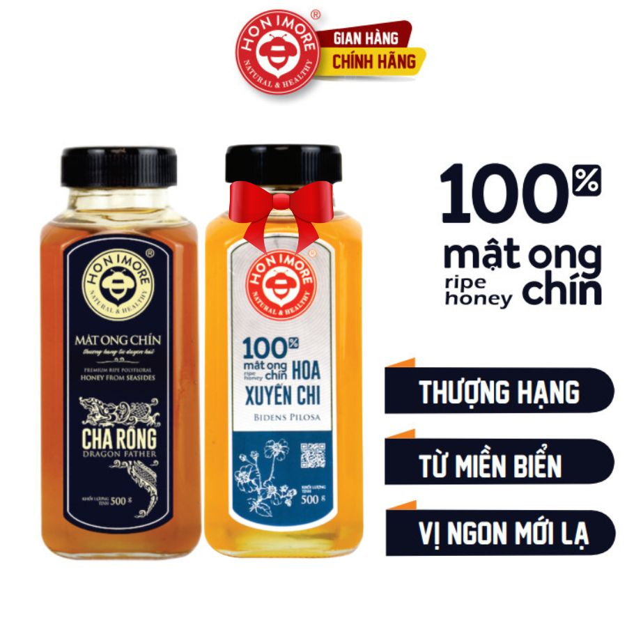 Combo Mật ong rừng thượng hạng Cha Rồng Honimore 500g + Mật ong rừng nguyên chất 500g - tăng cường sức đề kháng