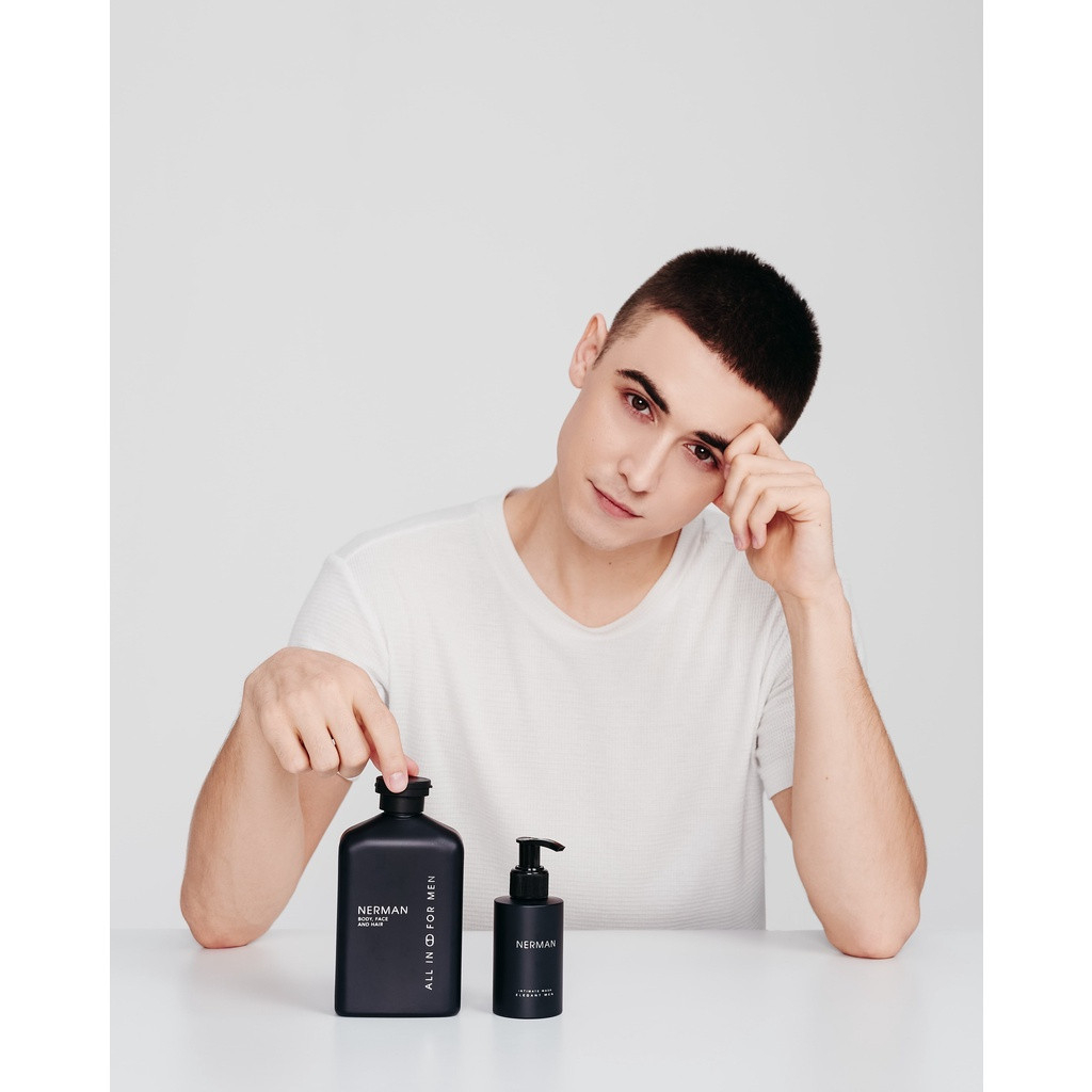 Combo sữa tắm nam 3in1 Nerman 350ml và dung dịch vệ sinh nam Nerman 100ml, hương nước hoa Pháp cao cấp