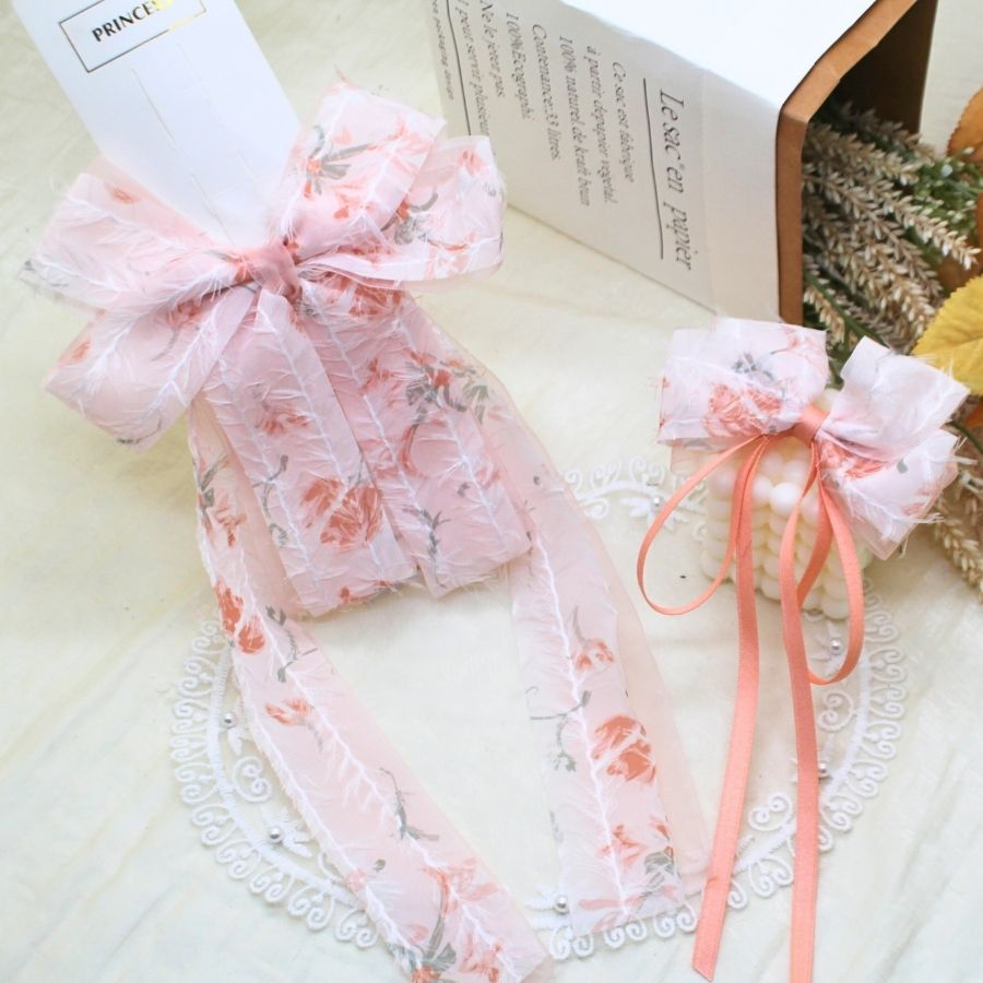 Ruy băng hoa tua rua 4cm dùng là nơ kẹp tóc, trang trí...