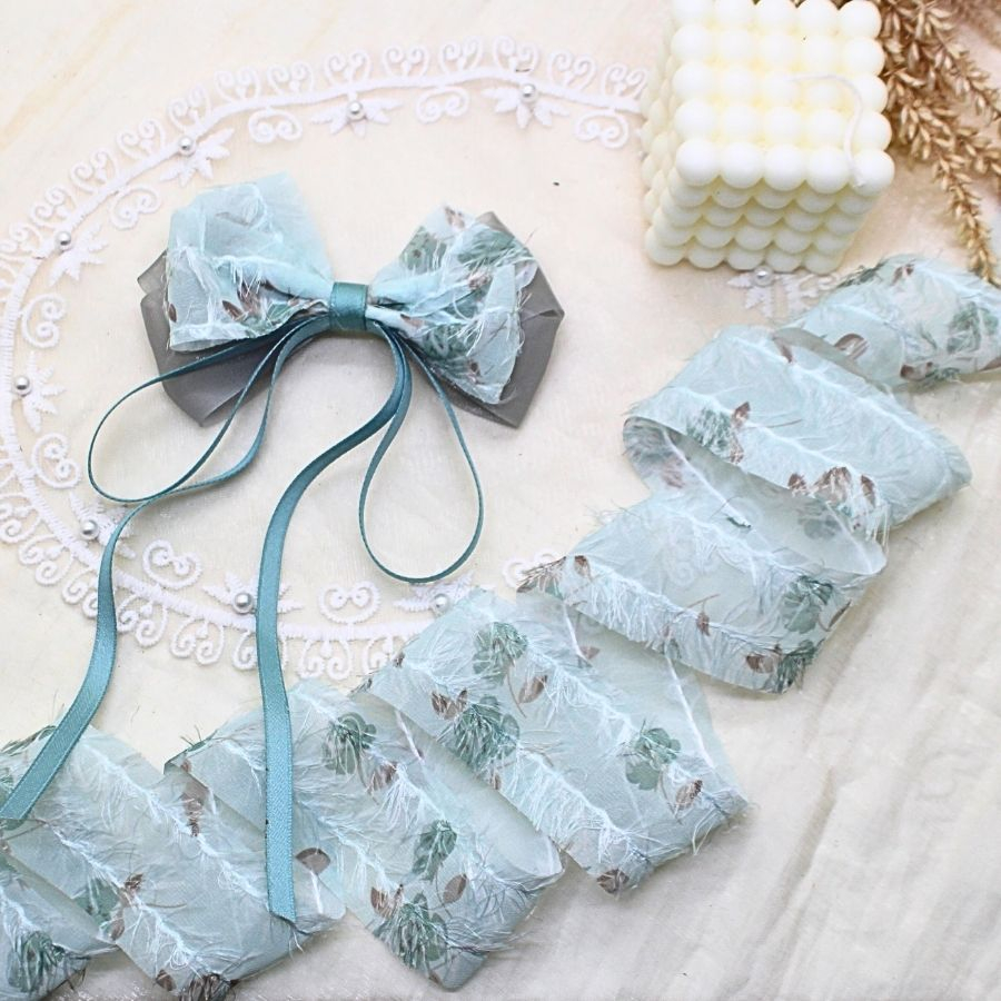 Ruy băng hoa tua rua 4cm dùng là nơ kẹp tóc, trang trí...