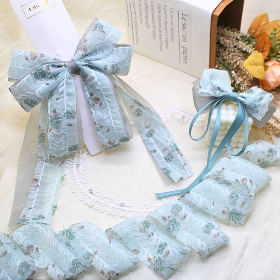 Ruy băng hoa tua rua 4cm dùng là nơ kẹp tóc, trang trí...