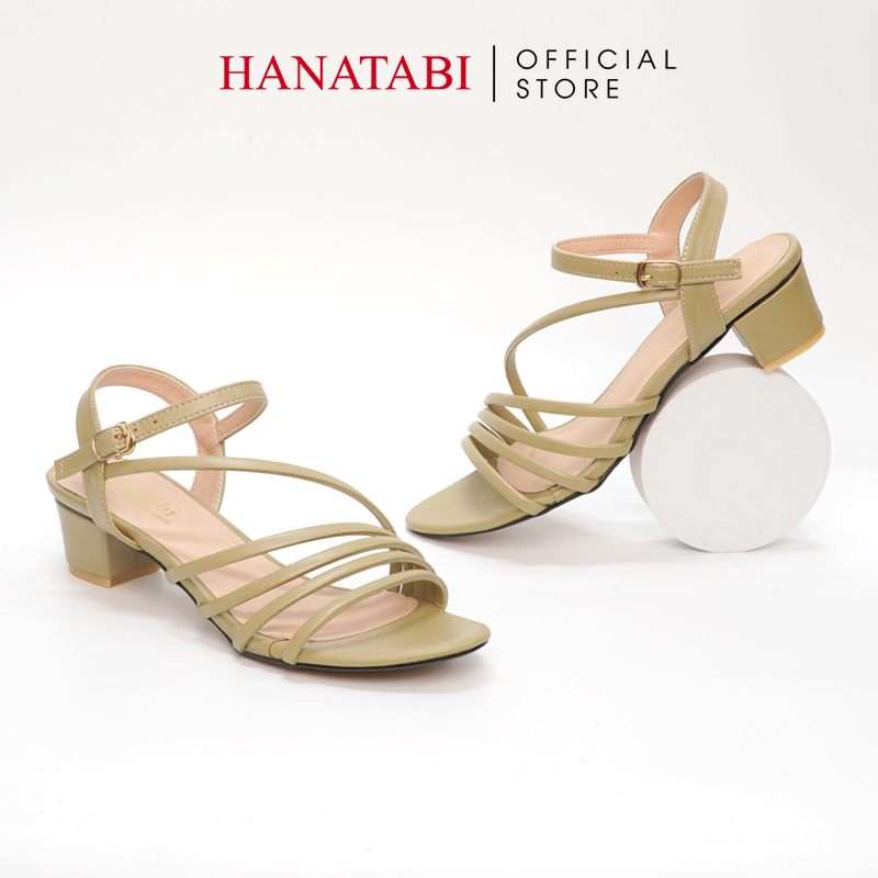 Sandal Nữ Hanatabi 3 Quai Chéo Gót Cao 3cm Hậu C Đế TA Cao Cấp Chống Trơn Trượt Mã HNSDG3F885