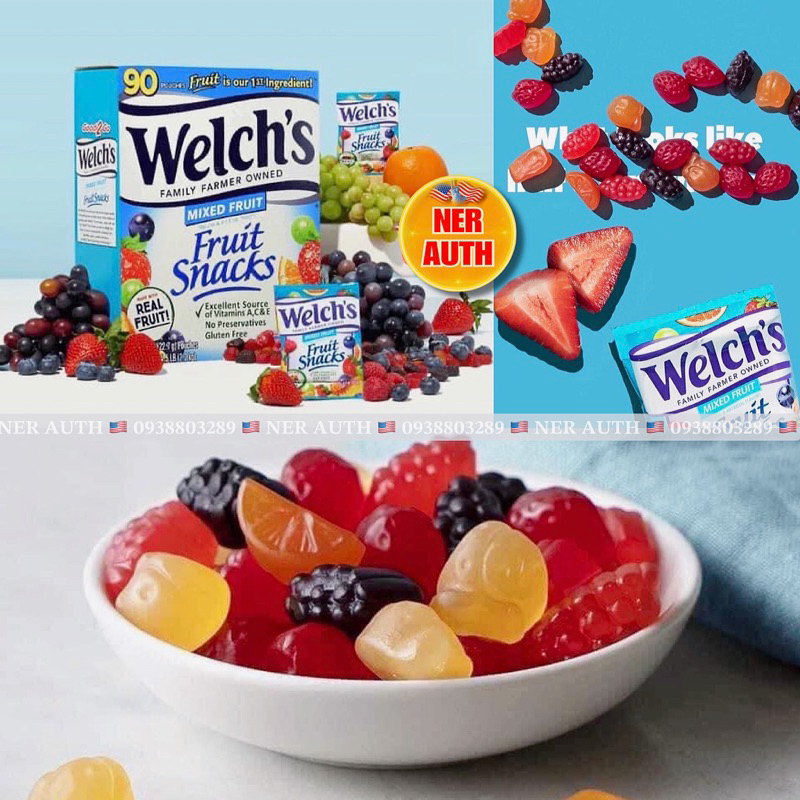 Kẹo Dẻo Dinh Dưỡng Trái Cây Tươi Welch’s Mixed Fruit Snacks thùng 2Kg 90 gói