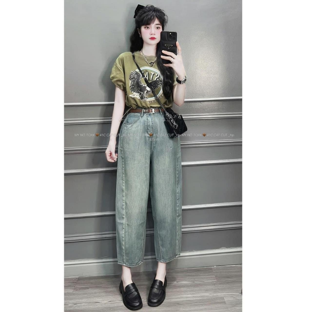 QUẦN JEAN BAGGY XANH NHẠT TÚI NẸP
