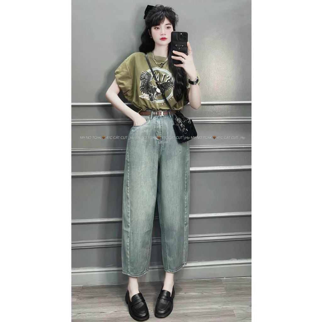 QUẦN JEAN BAGGY XANH NHẠT TÚI NẸP