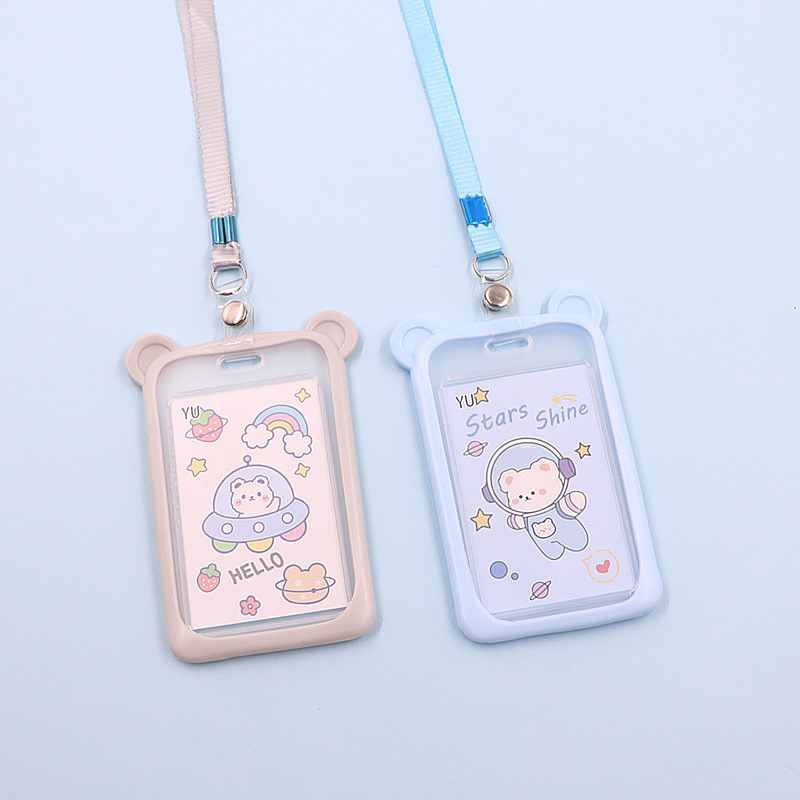 Dây đeo thẻ học sinh, bảng tên dành cho sinh viên mẫu tai gấu dễ thương cute nhiều màu sắc)