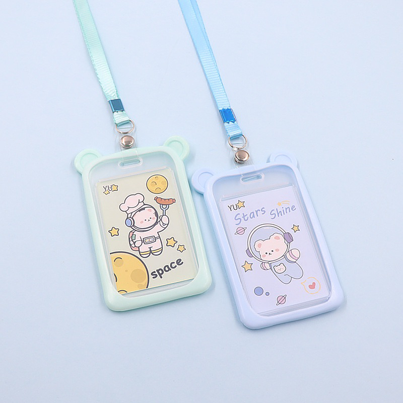 Dây đeo thẻ học sinh, bảng tên dành cho sinh viên mẫu tai gấu dễ thương cute nhiều màu sắc)