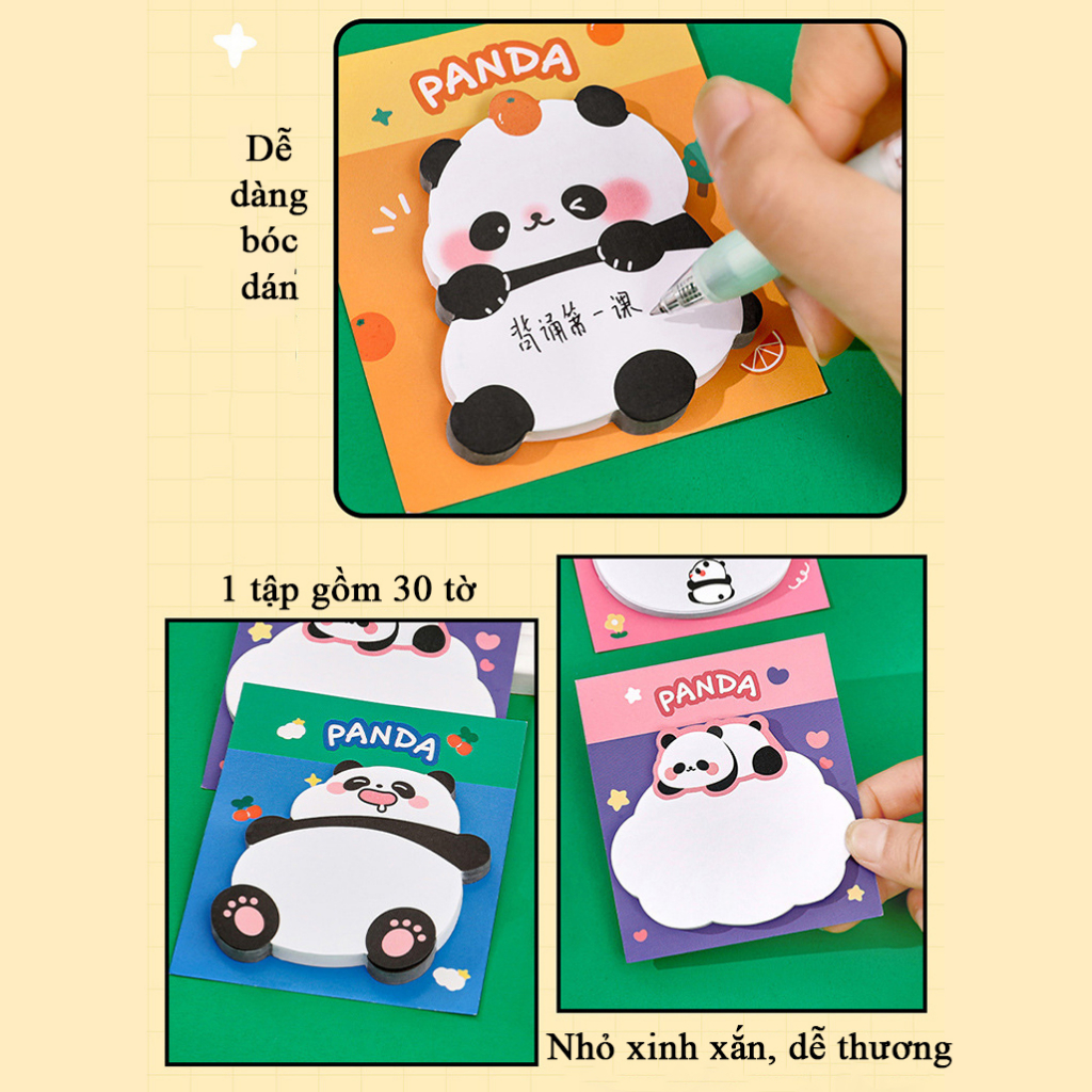 Giấy nhớ ghi chú hình chú gấu trúc PANDA xinh xắn dễ thương, note gấu trúc cute nhiều sắc màu