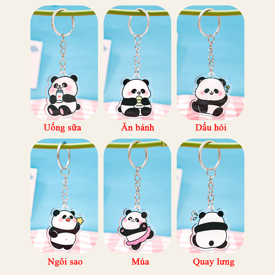 Móc khóa mini hình gấu trúc Panda nhiều hình cute dễ thương, móc gắn chìa khóa hình gấu xinh xắn