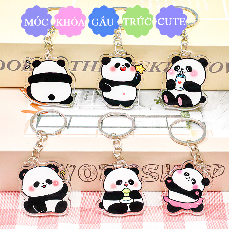 Móc khóa mini hình gấu trúc Panda nhiều hình cute dễ thương, móc gắn chìa khóa hình gấu xinh xắn