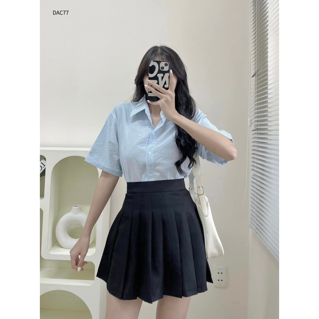 Áo somi sọc tay ngắn basic phong cách công sở CHIBEST  DAC77