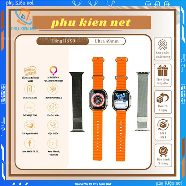 Đồng Hồ Thông Minh Watch Ultra Wifi 5G LTE - Lắp Sim Nghe Gọi, Lướt FB, Tiktok