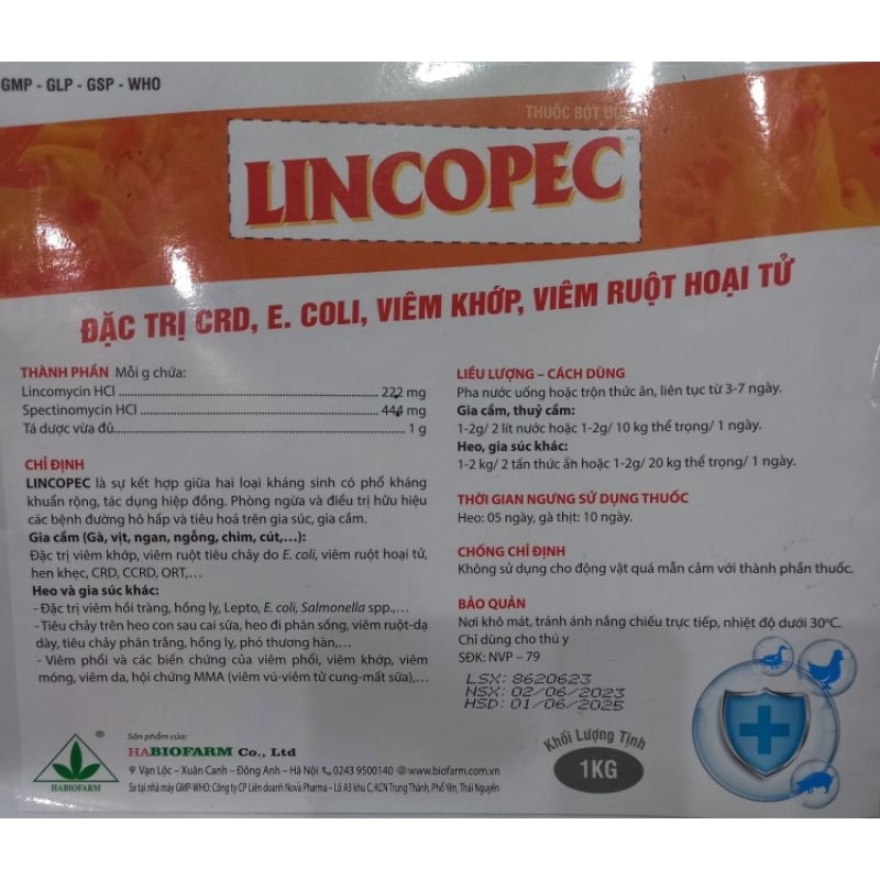 100gr Lincopec-ĐT CRD,Ecoli,v.iêm khớp,viêm ruột hoại tử