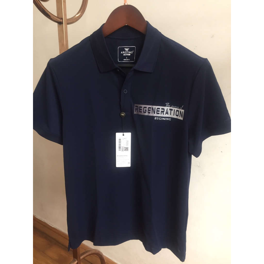 Áo polo Aristino APS101S2 dáng regular fit, vải polyamit mềm mại trơn mượt, size L