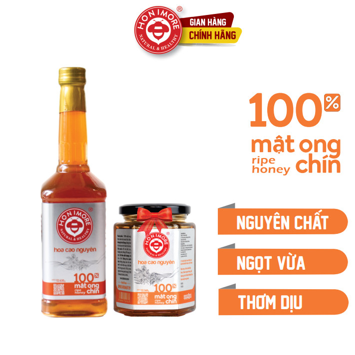 Mật ong nguyên chất Honimore Hoa Cao Nguyên 630g/chai tặng hũ 360g