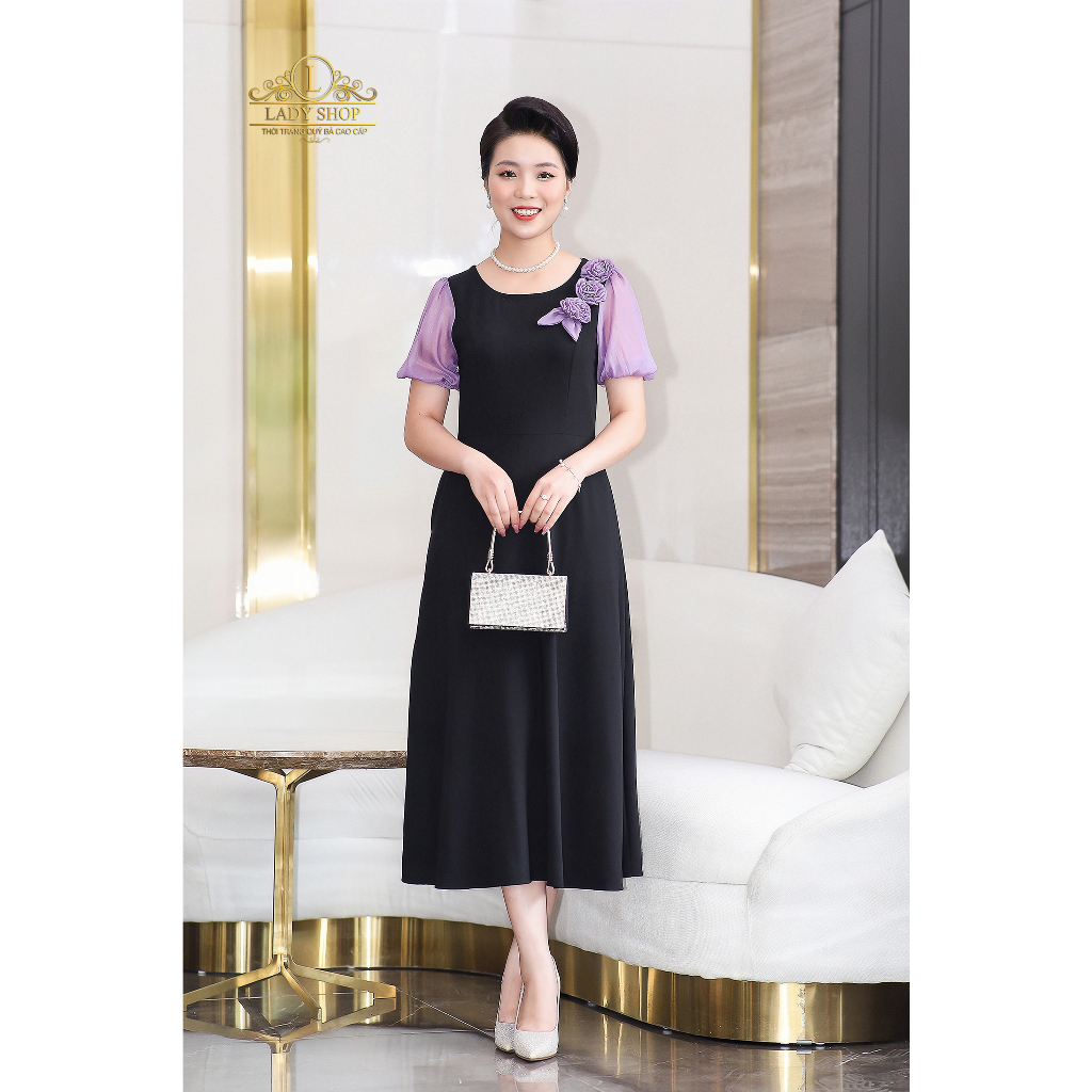 Đầm mango tay tơ bo chun Ladyshop thời trang trung niên cao cấp T206