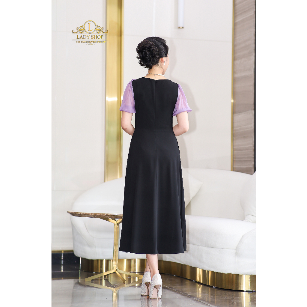Đầm mango tay tơ bo chun Ladyshop thời trang trung niên cao cấp T206