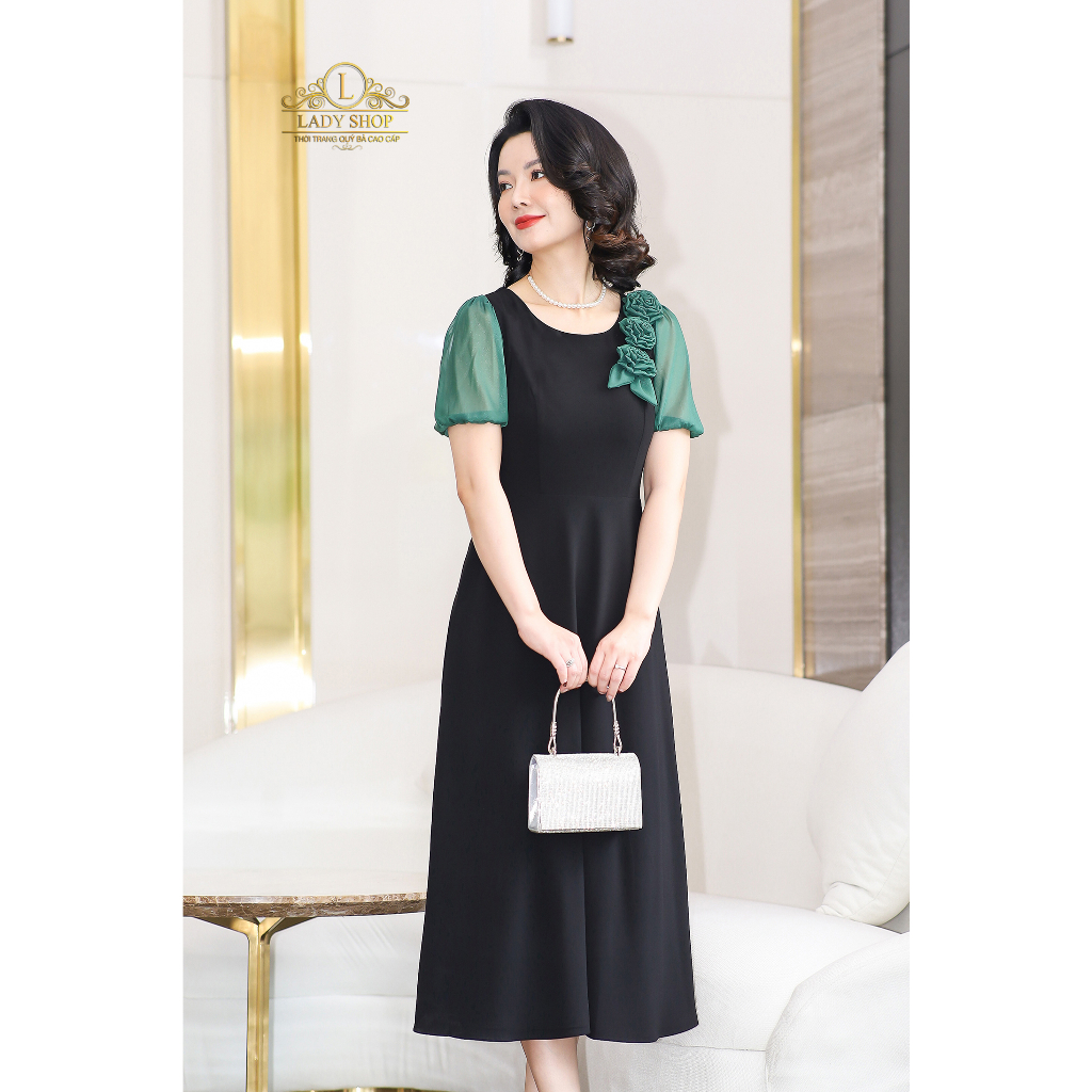 Đầm mango tay tơ bo chun Ladyshop thời trang trung niên cao cấp T206