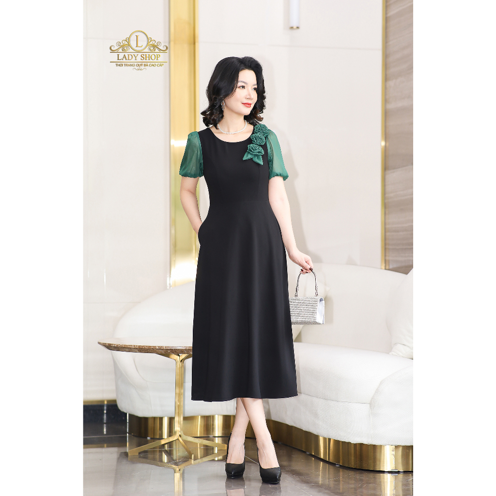 Đầm mango tay tơ bo chun Ladyshop thời trang trung niên cao cấp T206