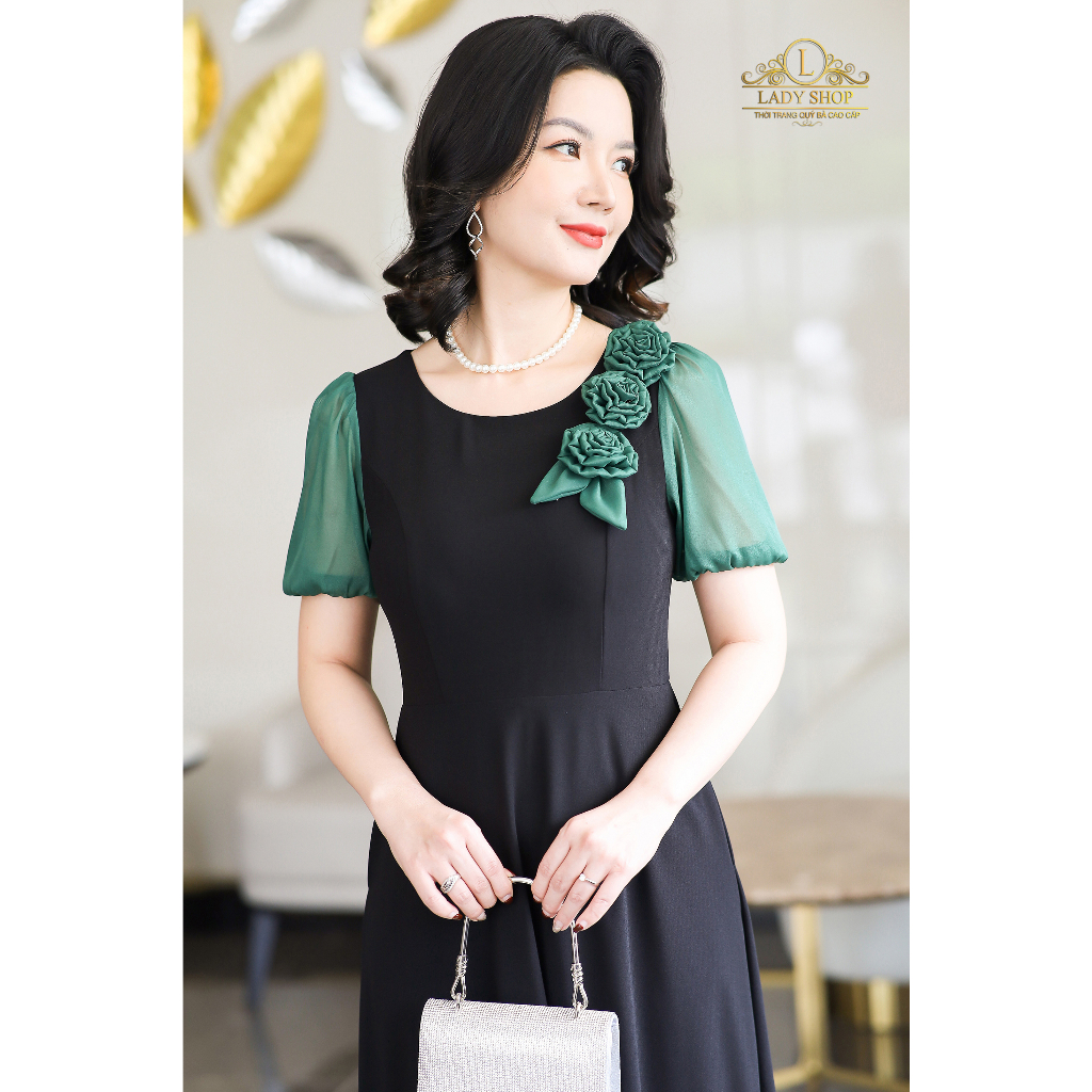 Đầm mango tay tơ bo chun Ladyshop thời trang trung niên cao cấp T206