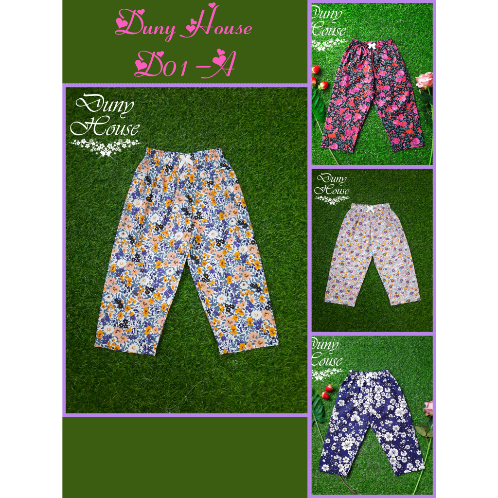 Quần dài bé gái DunyHouse D01 100%cotton, lưng thun, dáng suông thường cơ bản xinh xắn