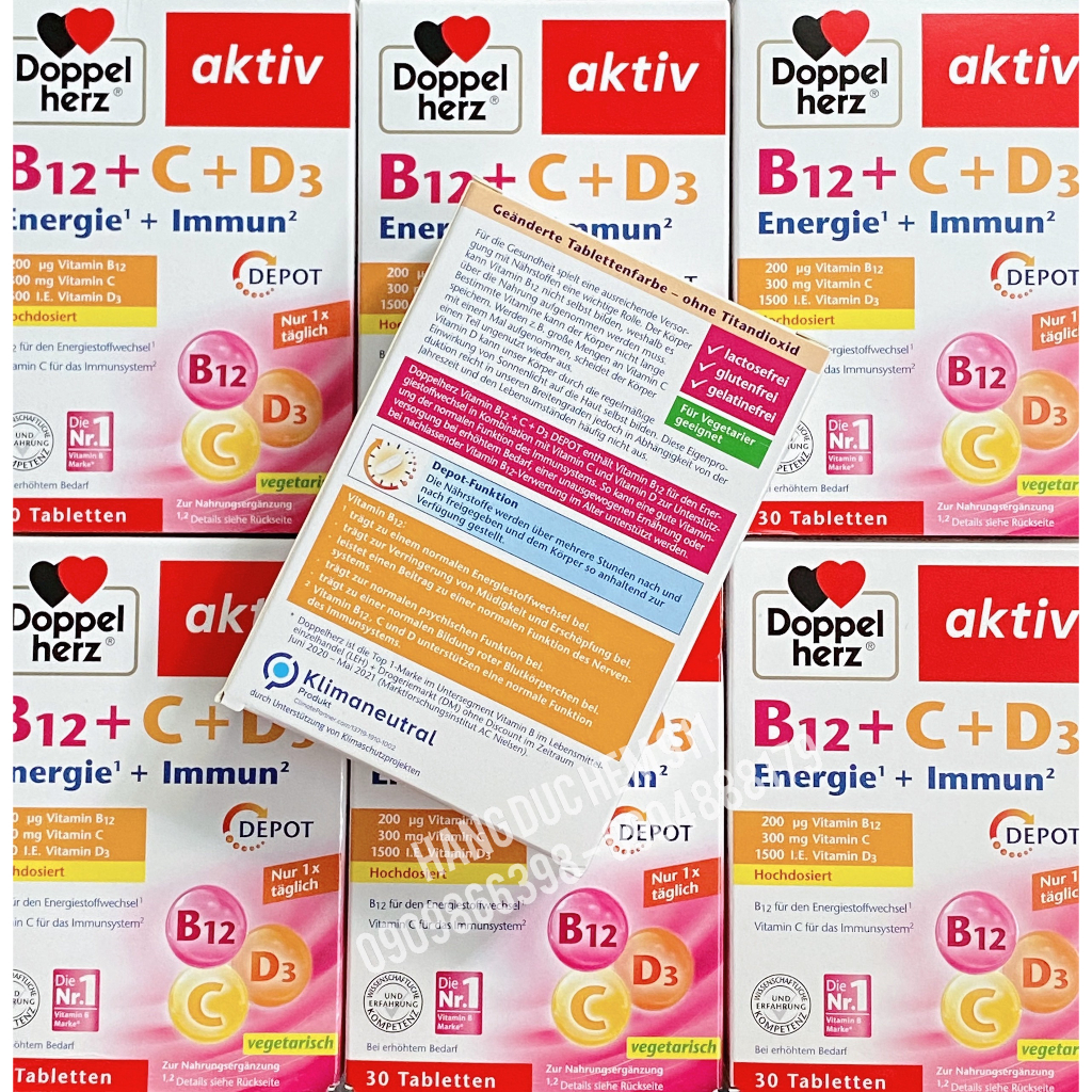 Viên uống Vitamin B12 C D3 1500I.E 30 viên nội địa Đức DATE 2025
