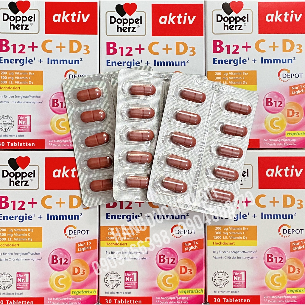 Viên uống Vitamin B12 C D3 1500I.E 30 viên nội địa Đức DATE 2025