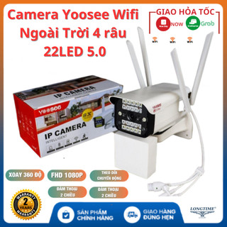 Camera Yoosee Wifi Ngoài Trời 4 râu 22LED 5.0 - Chống Nước Xoay 360 Độ - Quay Đêm Có Màu - Room 8x - Bảo hành 24 tháng