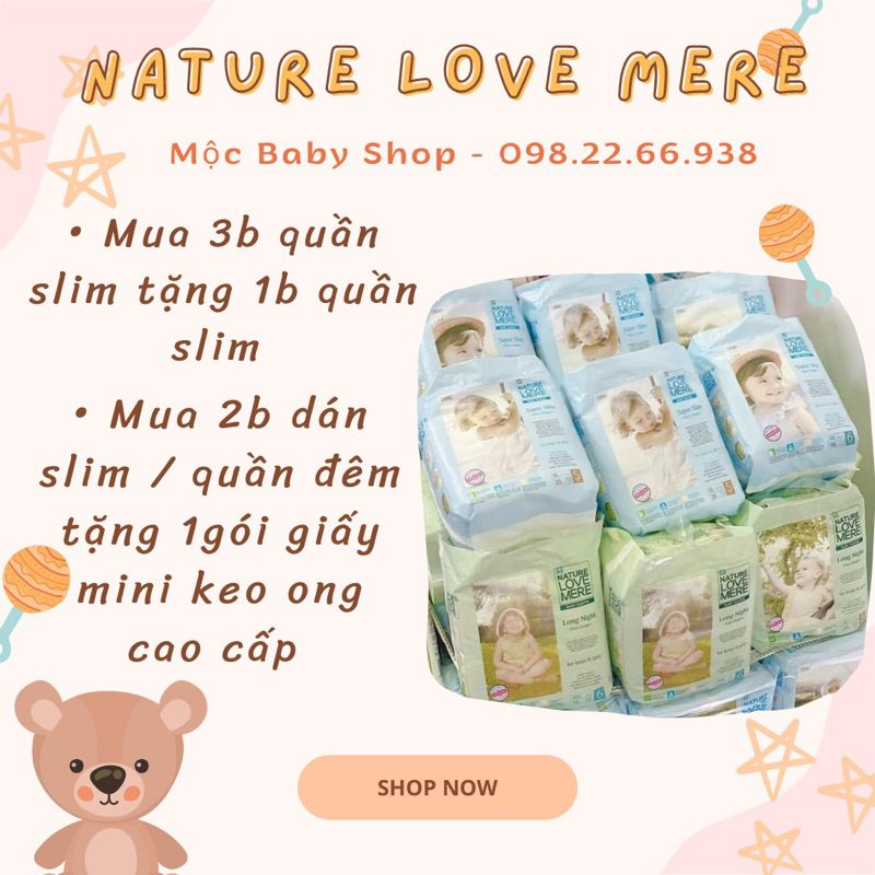 QUÀ TẶNG HẤP DẪN COMBO 3 BỊCH 4 BỊCH BỈM NATURE LOVE MERE NỘI ĐỊA HÀN DÁN